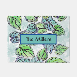 Green Leaves Personalised Door Mat