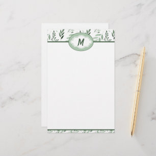Green leaves personalised stationery