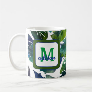 Green Leaves Philodendron Foliage Botanical Coffee Mug