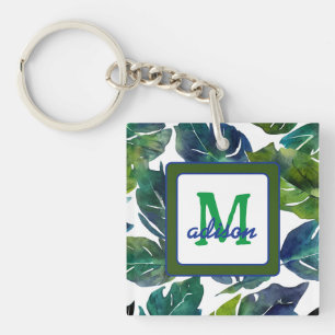 Green Leaves Philodendron Foliage Botanical Key Ring