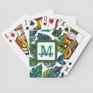 Green Leaves Philodendron Foliage Botanical Playing Cards