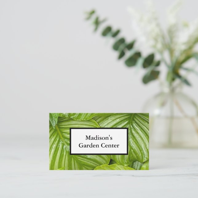 Green Leaves Photography Garden Centre  Business Card (Standing Front)
