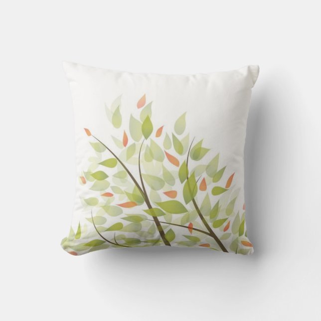 Green Leaves Pillow (Front)