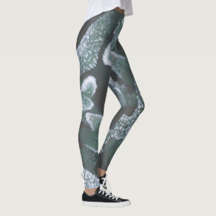Green Leaves Plant Grass Frozen Frost Leggings