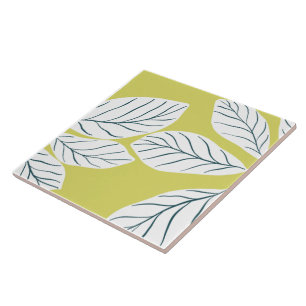 Green leaves print tile