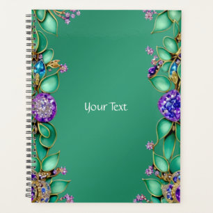 Green Leaves Purple Gemstones Planner