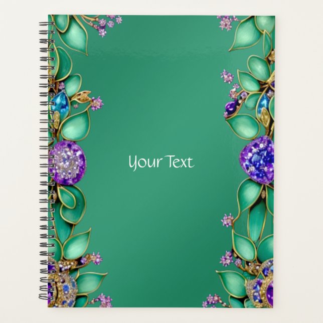Green Leaves Purple Gemstones Planner (Front)