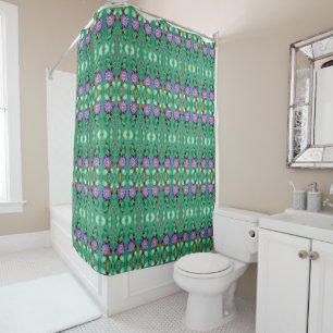 Green Leaves Purple Gemstones Shower Curtain