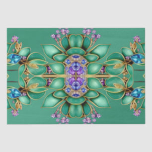 Green Leaves Purple Gemstones Tissue Paper