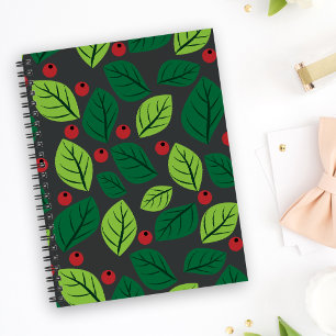 Green Leaves, Red Berries, Pattern Of Leaves Planner