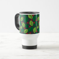Green Leaves, Red Berries, Pattern Of Leaves