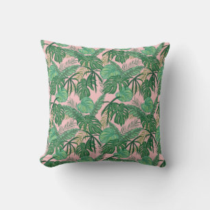 Green Leaves Reversible Tropical Throw Pillow