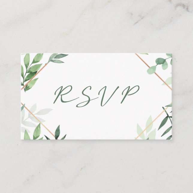 Green leaves, RSVP wedding Enclosure Card (Front)