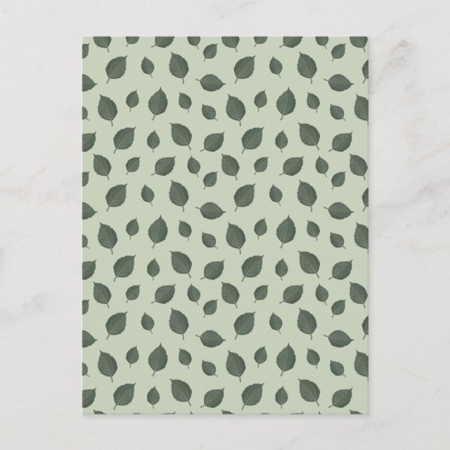 Green leaves, seamless pattern postcard (Front)