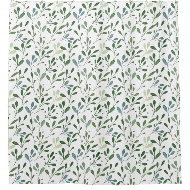 Green leaves shower curtain (Front)