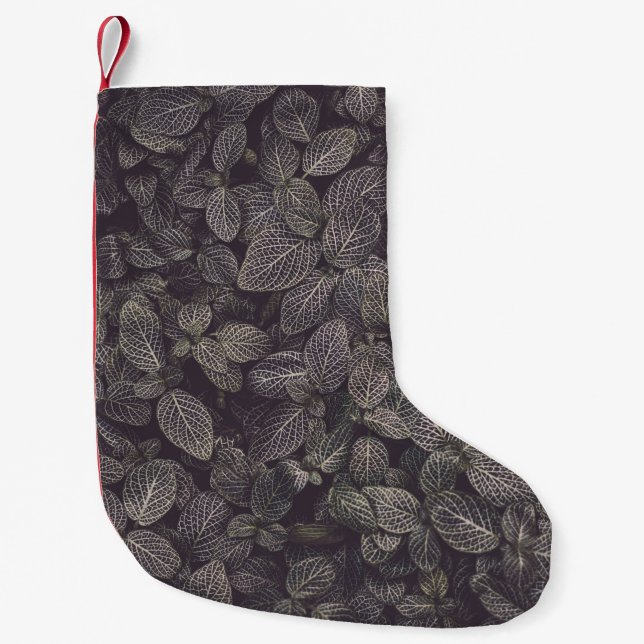 GREEN LEAVES SMALL CHRISTMAS STOCKING (Front)