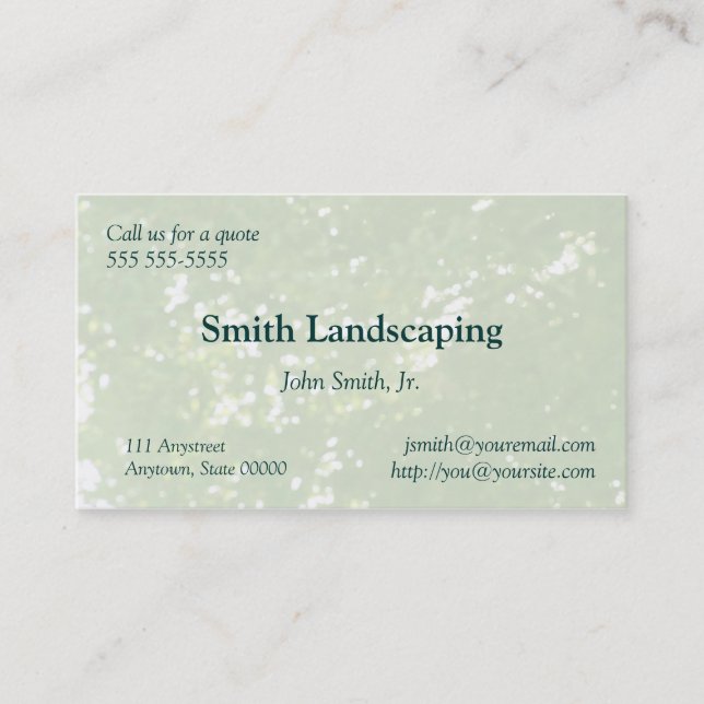green leaves soft focus business card (Front)