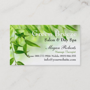 Green Leaves Spa Skin Care Massage Salon Appointment Card