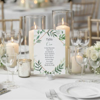 Green leaves Table Number Seating Chart