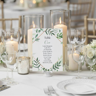 Green leaves Table Number Seating Chart