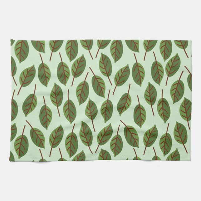 Green Leaves Tea Towel (Horizontal)