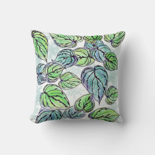 Green Leaves Throw Pillow