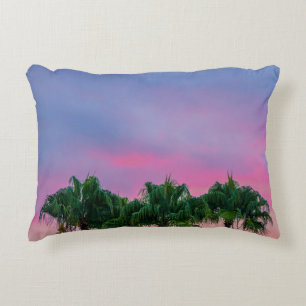 Green leaves tree under blue sky during golden hou decorative cushion