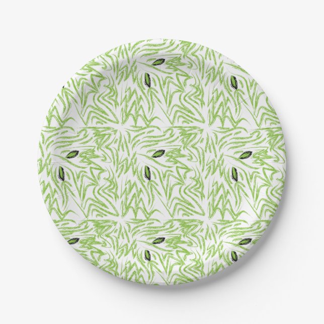 Green Leaves Tropical Greenery Paper Plate (Front)