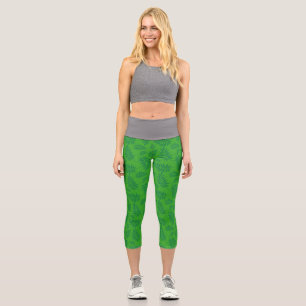 Green Leaves Tropical Jungle Plant Lover Branches Capri Leggings