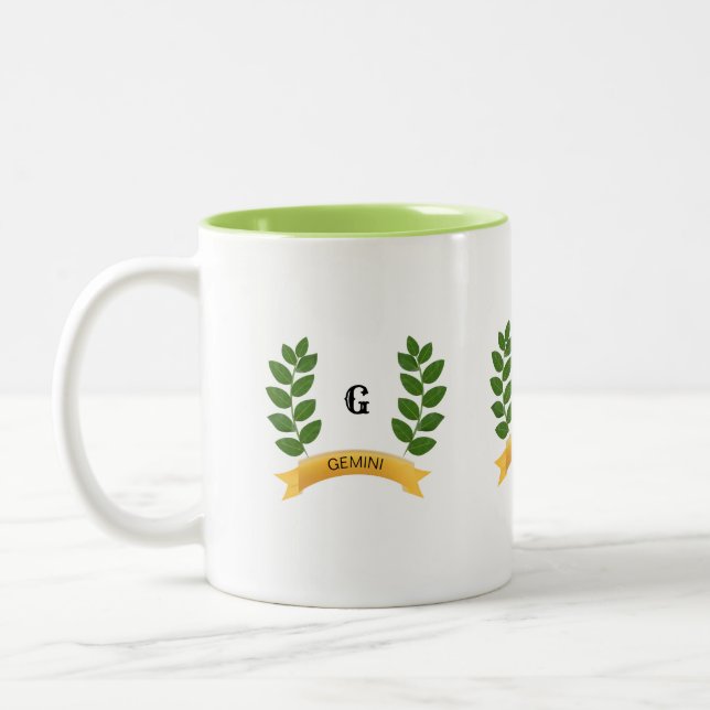Green Leaves Two-Tone Coffee Mug (Left)