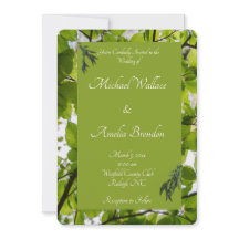 Green Leaves Wedding Invitation 