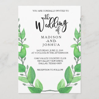 Green Leaves Wedding Invitation