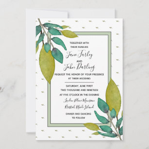 Green Leaves Wedding Invitation