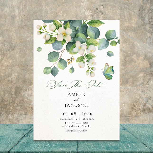 Green leaves wedding save the date (Creator Uploaded)