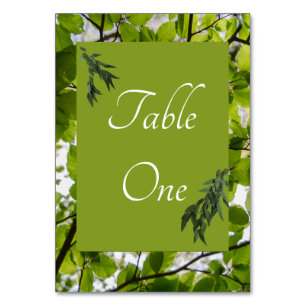 Green Leaves Wedding Table Numbers