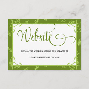Green Leaves Wedding Website Information Card