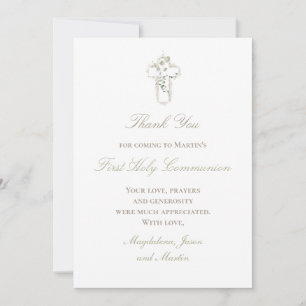 green leaves white cross thank you card