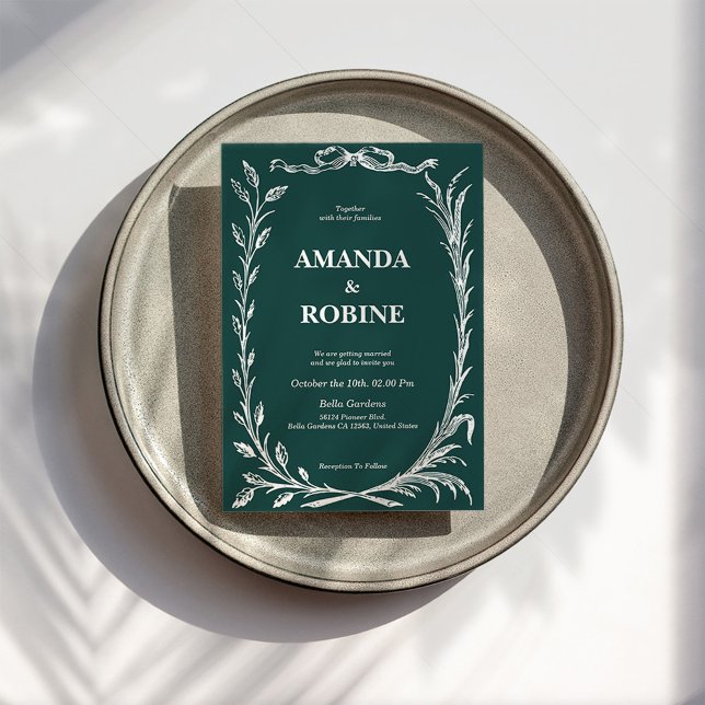Green Leaves White  Flower Wedding Invitation (Creator Uploaded)