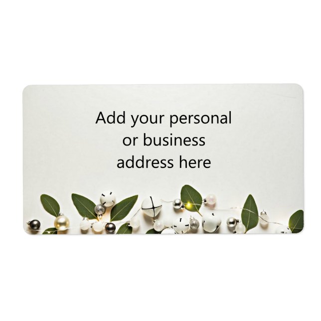 Green Leaves White Jingle Bells Shipping Label (Front)