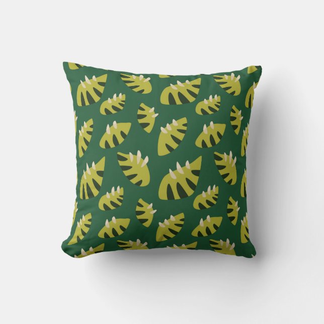 Green Leaves With Claws Abstract Pattern Cushion (Front)