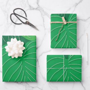 Green Leaves Wrapping Paper Sheet