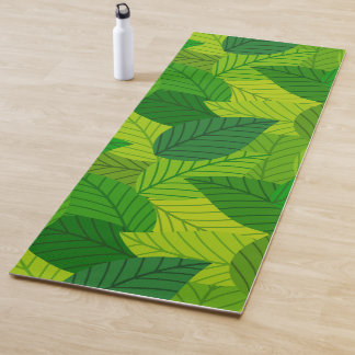 Green leaves yoga mat. mat