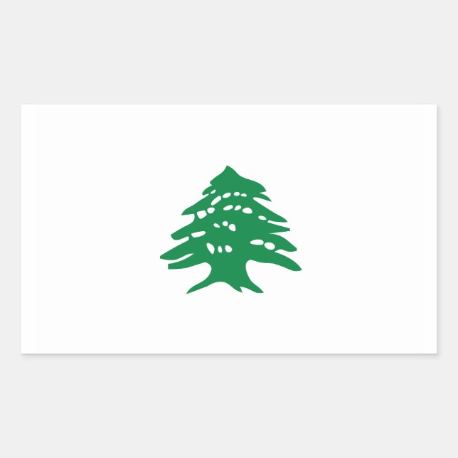 Green Lebanon Cedar Tree Flag Rectangular Sticker (Front)