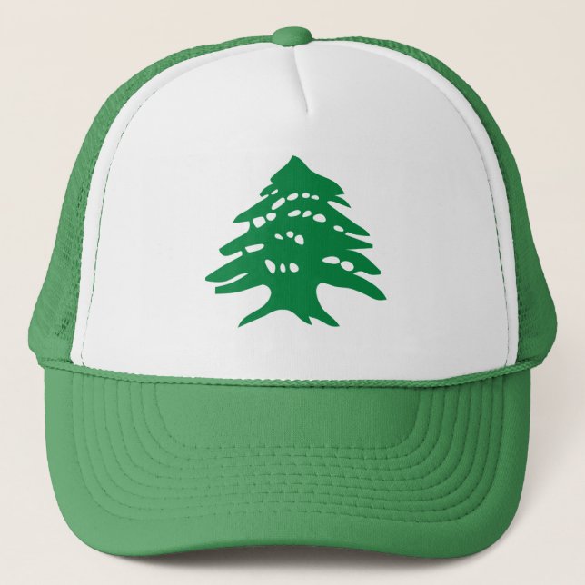 Green Lebanon Cedar Tree Trucker Hat (Front)