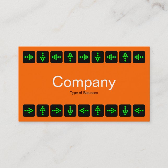 Green LED Style Arrows - Orange and Grey Business Card (Front)