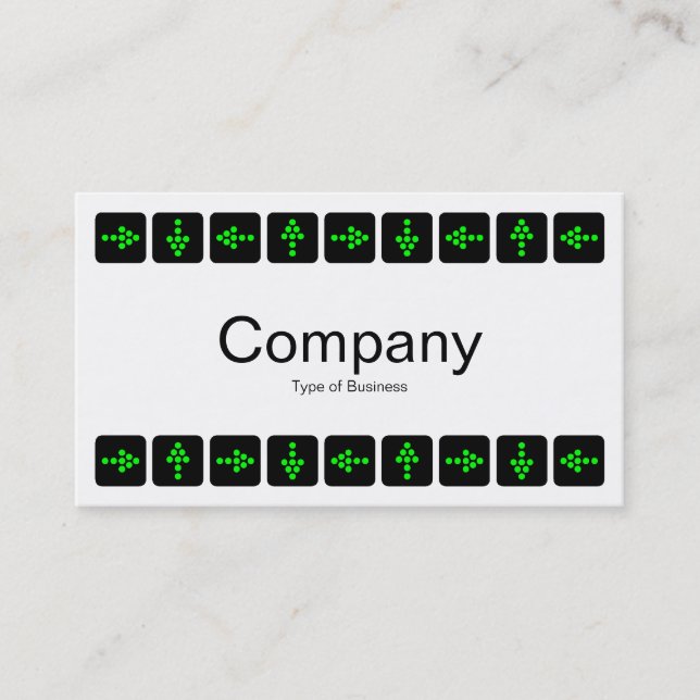 Green LED Style Arrows - White Business Card (Front)