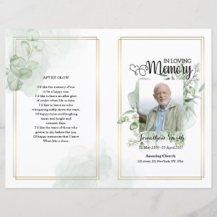 Green leef Funeral Program template
