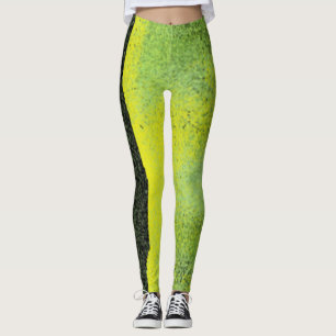 Green Leggings with a Black Stripe Down One Leg