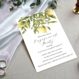 Green  Lemons and Foliage Wedding Engagement Party Invitation
