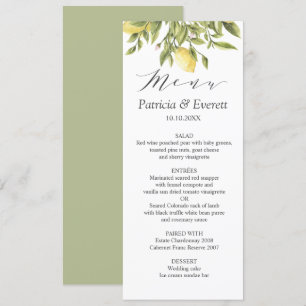 Green Lemons and Leaves Boho chic Wedding Invitation